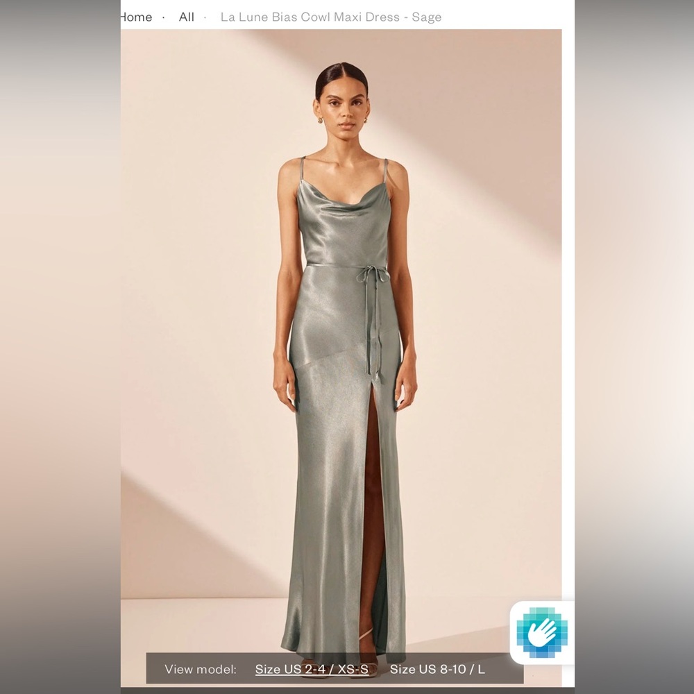 Shona joy La Lune Bias Cowl Maxi Dress - Sage size 6